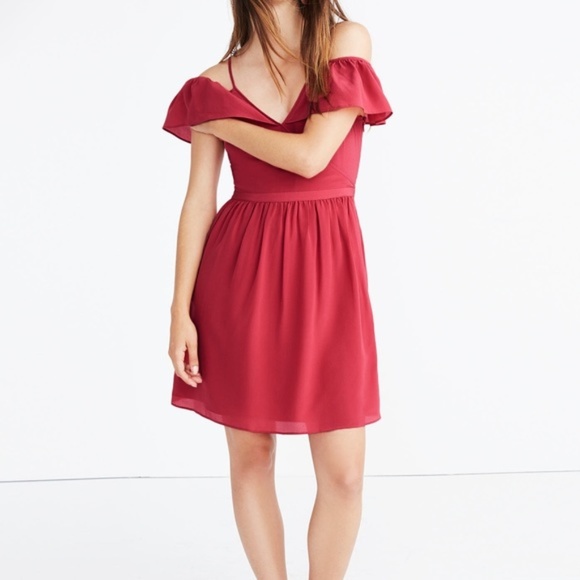 Madewell Red Off the Shoulder Dress - Picture 1 of 3